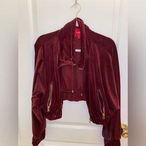 Burgundy red velour cropped jacket GUESS